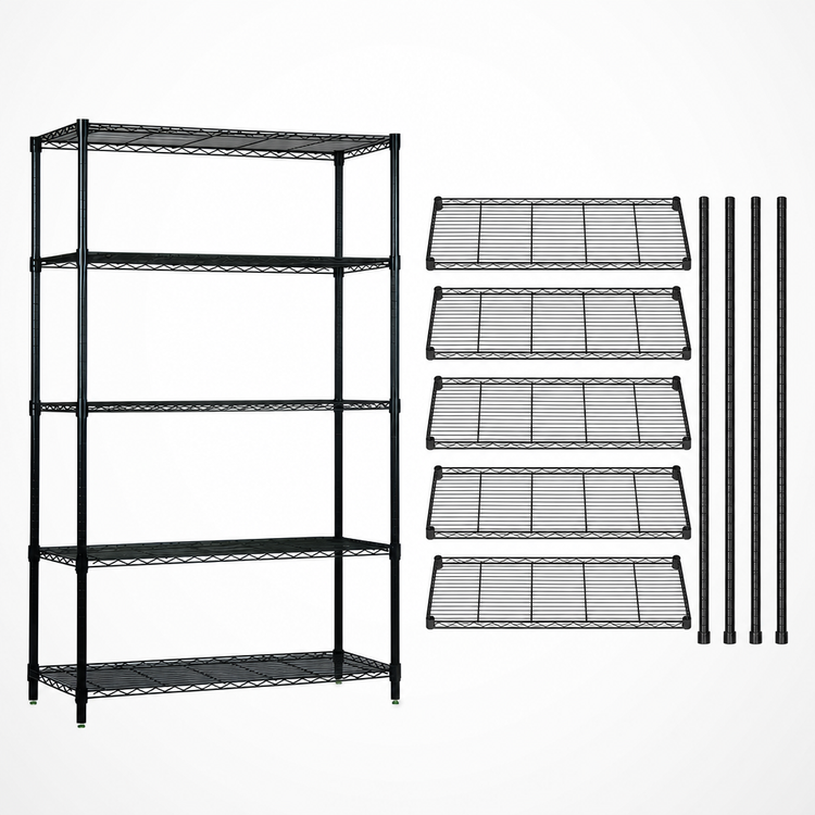 Product image #3 for Quantum Wire Shelving Starter Kit, 72"W x 30"D x 74"H, 5 Shelves, Black Epoxy Finish