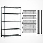 Thumbnail image #3 for Quantum WR74-3072BK-5 Wire Shelving Starter Kit, 72"W x 30"D x 74"H, 5 Shelves, Black Epoxy Finish