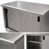 Thumbnail image #3 for Advance Tabco 96-Inch x 36-Inch 14 Gauge 304 Stainless Steel Cabinet Base Enclosed Work Table with Sliding Doors and Mid-Shelf