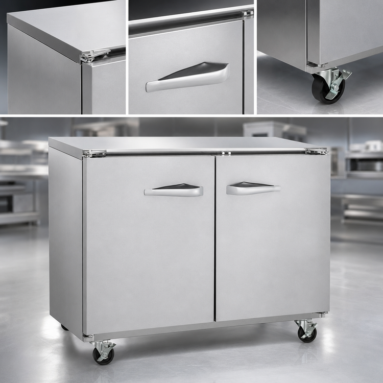 Product image #3 for Dealer's Choice 48-Inch Two-Section Compact Undercounter Freezer with Solid Doors, Right/Right Hinged