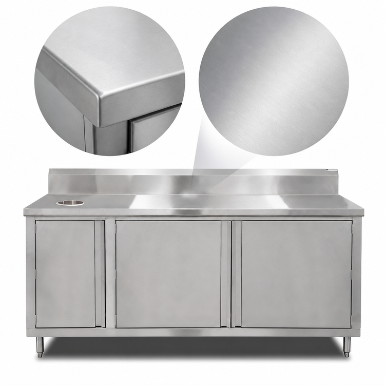 Product image #3 for John Boos 60-Inch x 36-Inch Stainless Steel Beverage Unit Cabinet Base with Front Hinged Doors and Right Trash Chute