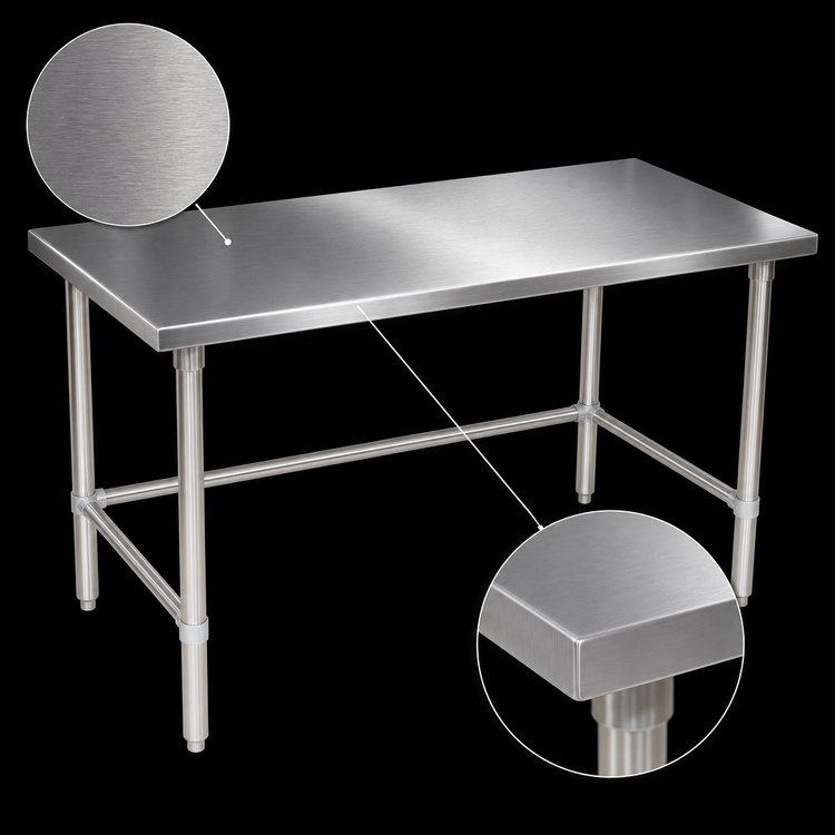 Product image #3 for John Boos Stallion 108-Inch x 36-Inch Stainless Steel Flat Top Work Table with Safety Edge