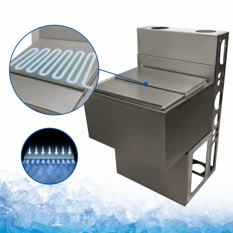 Product image #4 for BK Resources 31-Inch Underbar Ice Bin with 8-Circuit Cold Plate, 120 lb Capacity