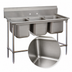 Thumbnail image #3 for Advance Tabco Regaline 3-Compartment Deep Drawn Commercial Sink with 16 x 20 Bowls, No Drainboards, 14 Gauge 304 Stainless Steel