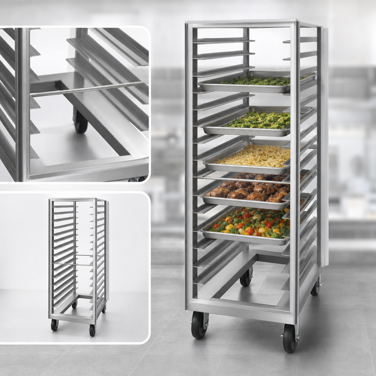 Product image #3 for Dinex Roll-In Open Frame Aluminum Refrigerator Rack for 11 Full-Size Sheet Pans