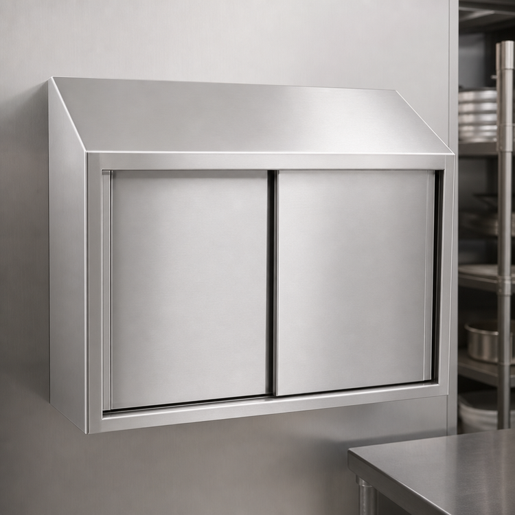 Product image #3 for Eagle Group WCS-30 Wall-Mounted Stainless Steel Cabinet with Sliding Doors, 30 Inch W x 15 Inch D x 28 Inch H
