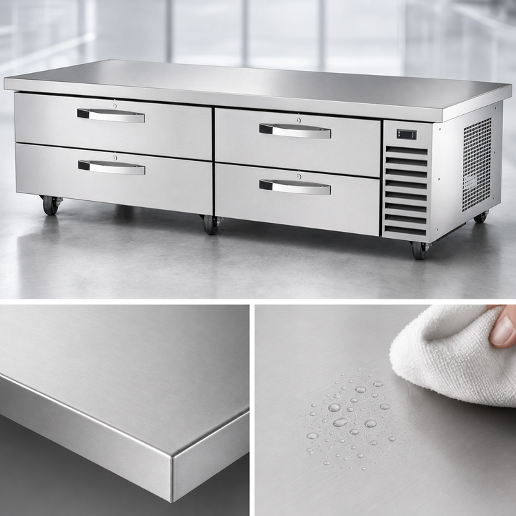 Product image #3 for True Refrigerated Chef Base with 4 Locking Drawers and Self-Contained Side-Mounted Refrigeration