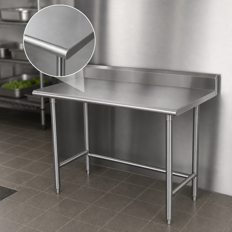 Product image #3 for Advance Tabco Special Value Series 60" x 30" 16-Gauge 304 Stainless Steel Work Table with 5" Backsplash