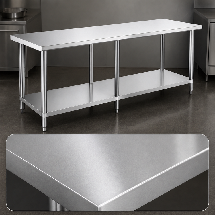 Product image #3 for Steel Works Stainless 84-Inch x 24-Inch x 34-Inch Stainless Steel Work Table with Undershelf