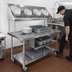 Thumbnail image #3 for John Boos Mobile Stainless Steel Dish Sorting Table with Marine Edge, Slanted Shelf, and Locking Casters, 42 x 30 Inches