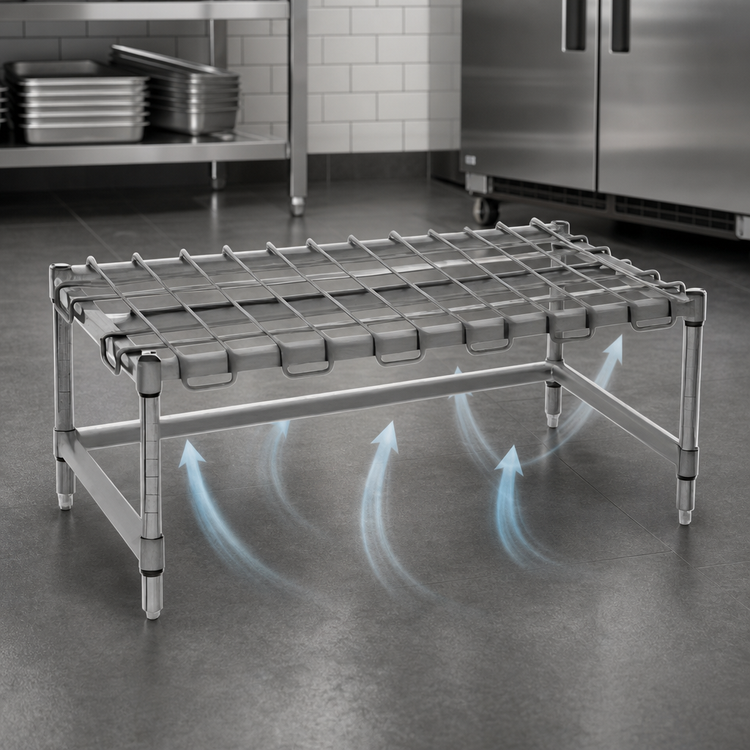 Product image #3 for Eagle Group Stationary Stainless Steel Wire Dunnage Rack with Removable Wire Assembly, 48 x 24 x 14 Inches, 1300 lb Capacity