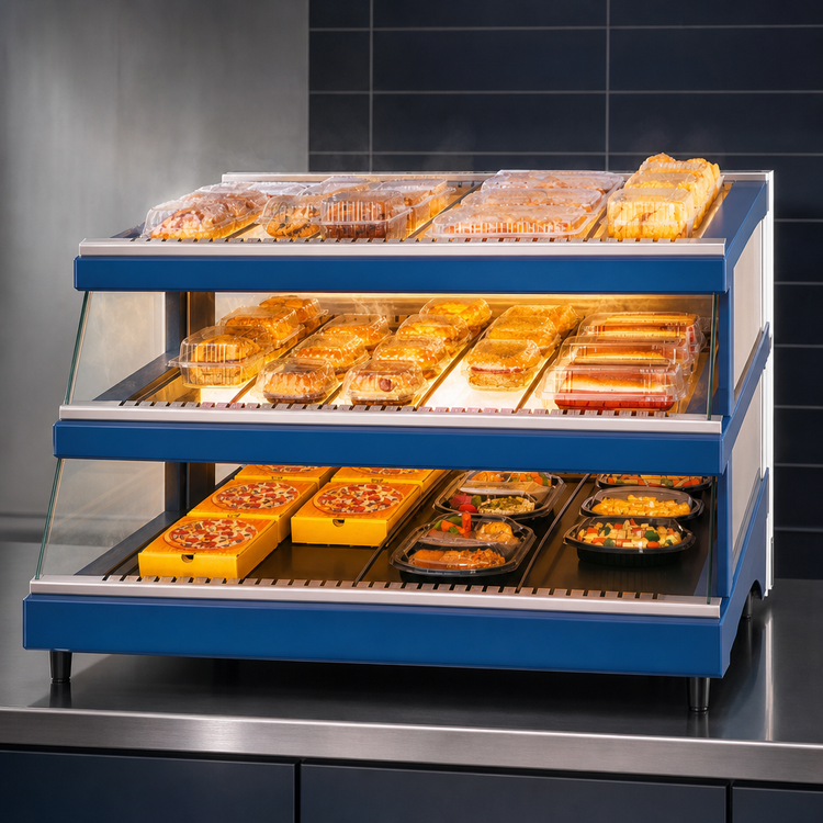 Product image #3 for Hatco Glo-Ray Designer Slant Display Warmer with Dual Heated Glass Shelves, 27-Inch Countertop
