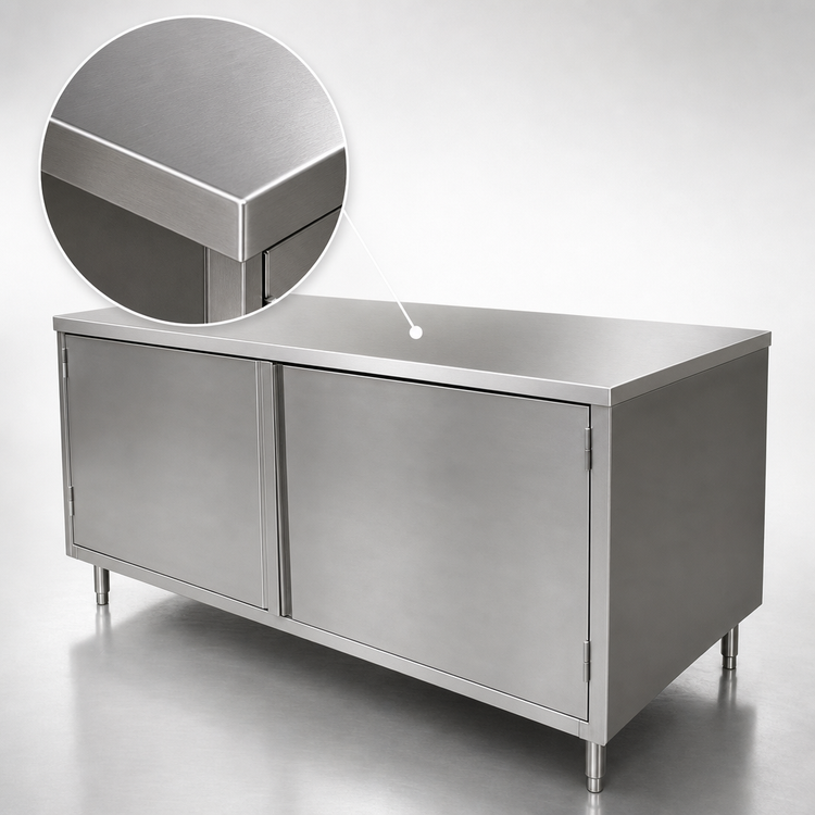 Product image #3 for BK Resources 84 x 36 Inch Stainless Steel Chef Table Cabinet Base with Hinged Doors