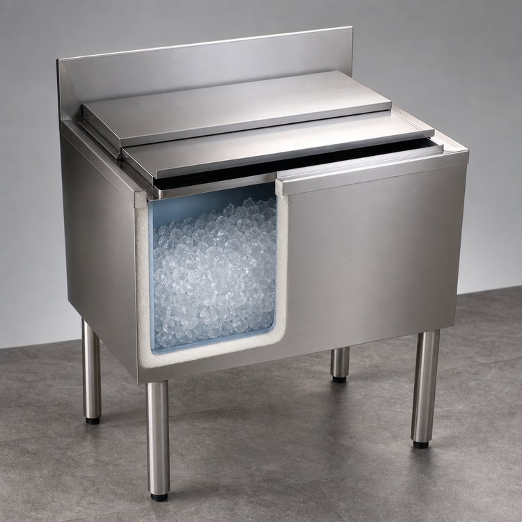 Product image #4 for BK Resources 48-Inch Insulated Underbar Ice Bin with 10-Circuit Aluminum Cold Plate, 167 lb Capacity, 4-Inch Backsplash
