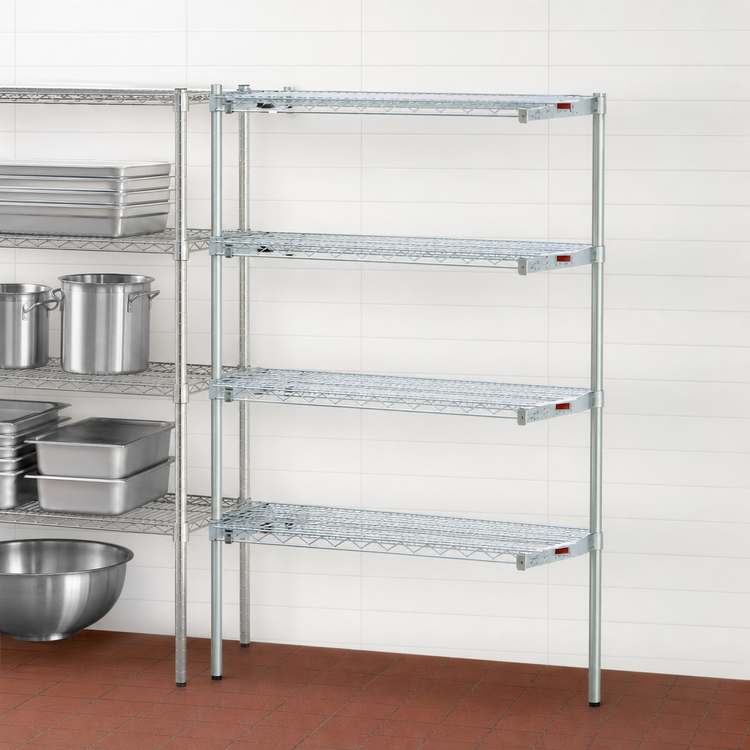 Product image #3 for EAGLEbrite 4-Tier Add-On Wire Shelving Unit, 60W x 21D x 74H Inches, Zinc Finish