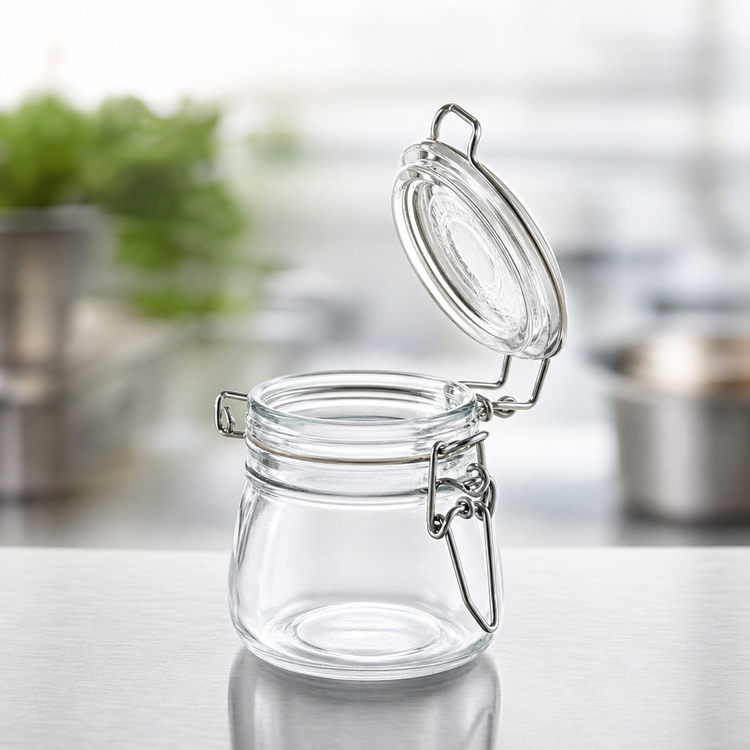 Product image #3 for American Metalcraft 5 oz Clear Glass Mini Mason Jar Condiment Jar with Hinged Lid