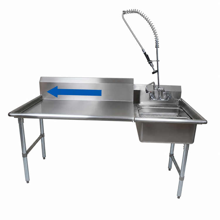 Product image #3 for BK Resources 48-Inch Straight Right-to-Left Dish Table Kit with Pre-Rinse Assembly