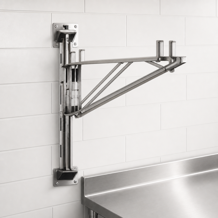 Product image #3 for Eagle Group Adjustable Post Wire Wall Mount Prepackaged Mid Unit for 14-Inch Shelves, Stainless Steel