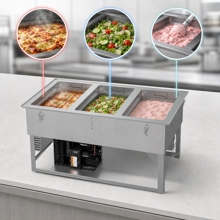 Product image #4 for Vollrath 3-Well Hot/Cold/Frozen Modular Drop-In Food Well with Auto Drain