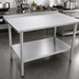 Thumbnail image #3 for John Boos Stallion 60 x 36 Inch 16-Gauge 300 Series Stainless Steel Work Table with 1-1/2 Inch Rear Up-Turn