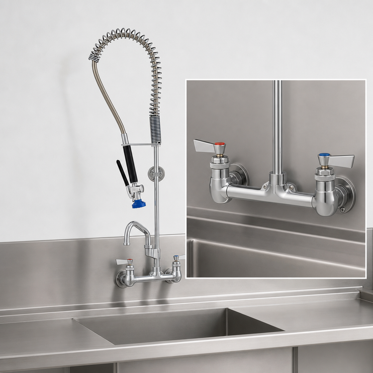 Product image #3 for Fisher 73130 Spring-Style Backsplash-Mount Pre-Rinse Unit with Add-On Faucet and 16-Inch Swing Spout