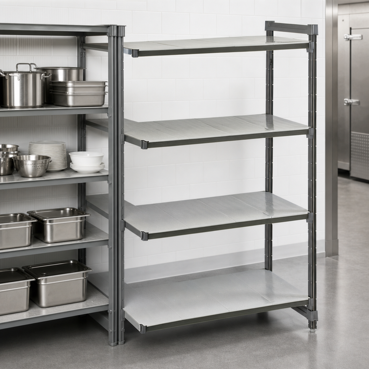 Product image #3 for Cambro Camshelving Basics Plus 4-Shelf Solid Add-On Shelving Unit, 18 x 60 x 84 Inches, Brushed Graphite