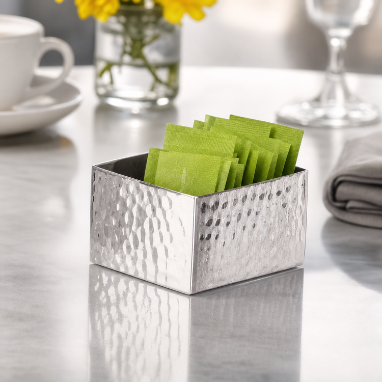 Product image #3 for American Metalcraft Hammered Finish Stainless Steel Sugar Packet Tray