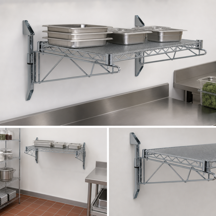 Product image #3 for Quantum Cantilever Single Shelf Wall-Mount Shelf System, 72" W x 21" D, Gray Epoxy