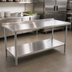 Thumbnail image #3 for Eagle Group Budget Series 84-Inch W x 36-Inch D 430 Stainless Steel Work Table with Rear Upturn and Adjustable Undershelf