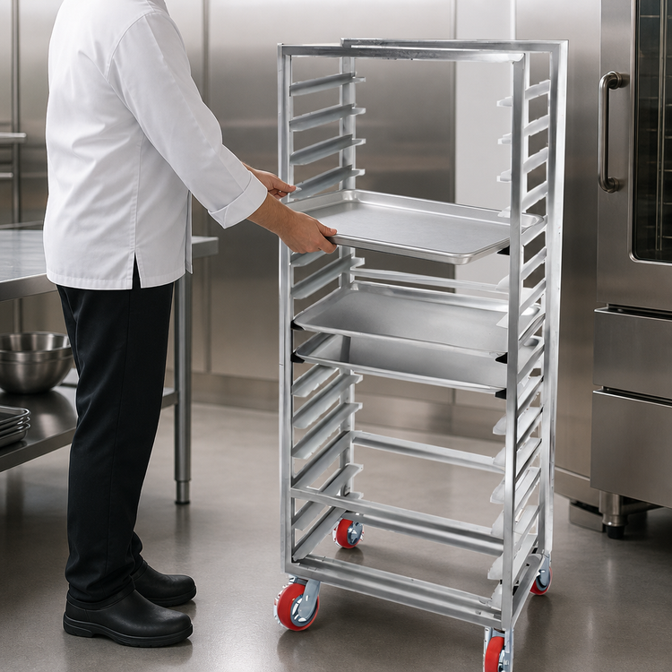 Product image #3 for Channel Lifetime Tough Extra Heavy-Duty Side-Load Aluminum Bun Pan Rack, 9-Pan Capacity, 29 x 18 x 36 Inches