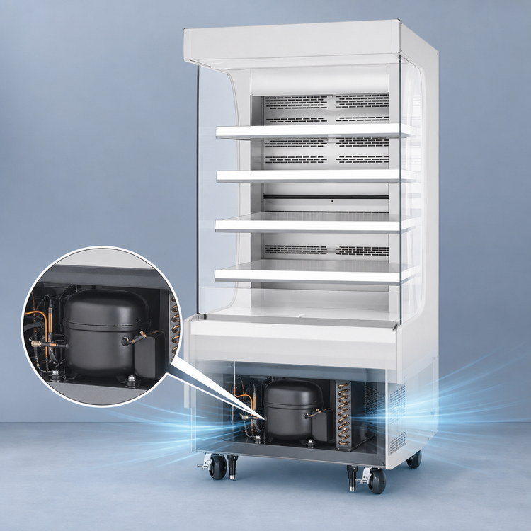 Product image #3 for Everest Refrigeration Vertical Open Display Merchandiser, 37-1/4 Inch Wide, 12.8 Cu. Ft., Self-Contained Bottom-Mount Refrigeration, White
