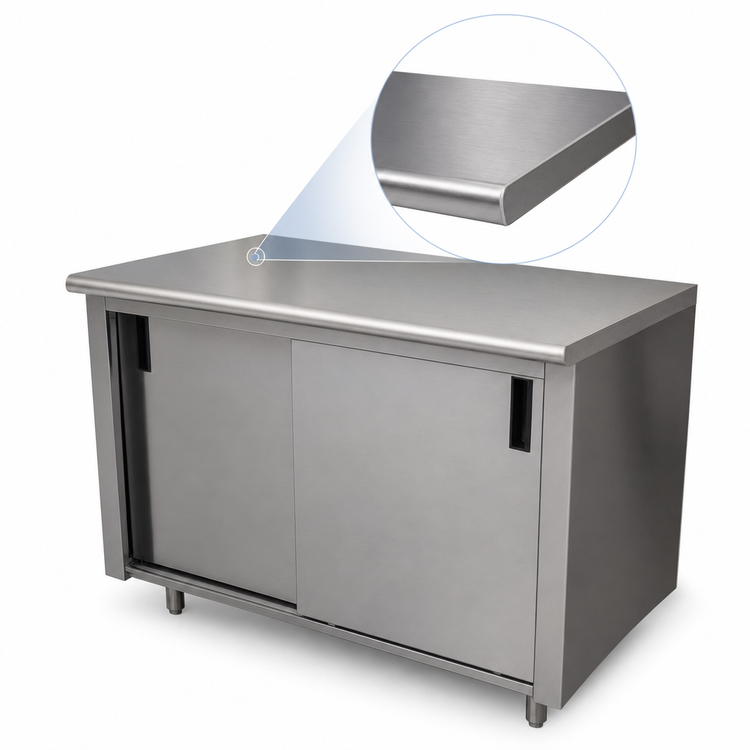 Product image #3 for Advance Tabco Special Value Economy Enclosed Work Table with Cabinet Base, 60 x 30 Inches, 16 Gauge 304 Stainless Steel Top