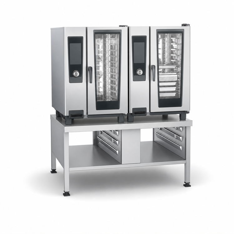 Product image #3 for RATIONAL Stand II Low Stationary Stainless Steel Oven Stand for iCombi Pro/Classic 6-Full-Size Combi-Duo