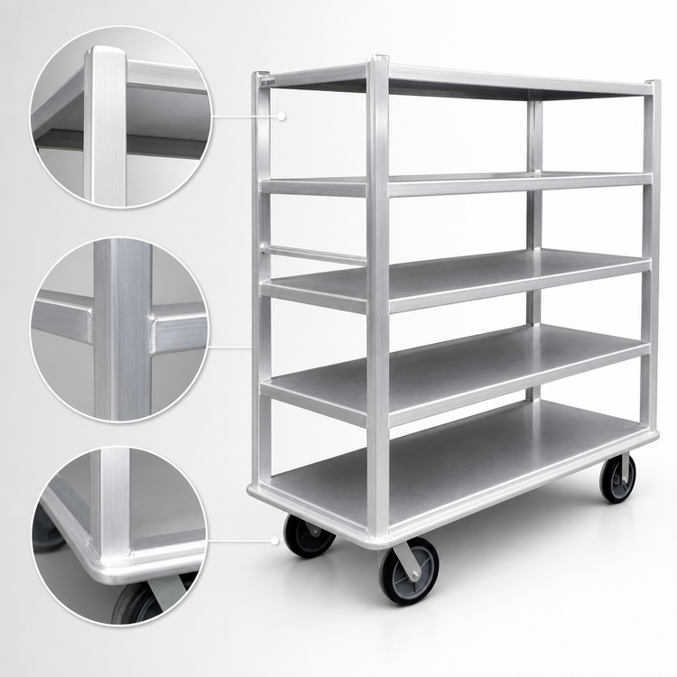 Product image #3 for Carter-Hoffmann T546 Queen Mary Open China & Silver Transporter, 6-Shelf Aluminum Cart