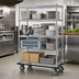 Thumbnail image #3 for Metro Super Erecta Chrome Wire Shelving Dolly Truck, 60 x 24 Inches, 4-Shelf