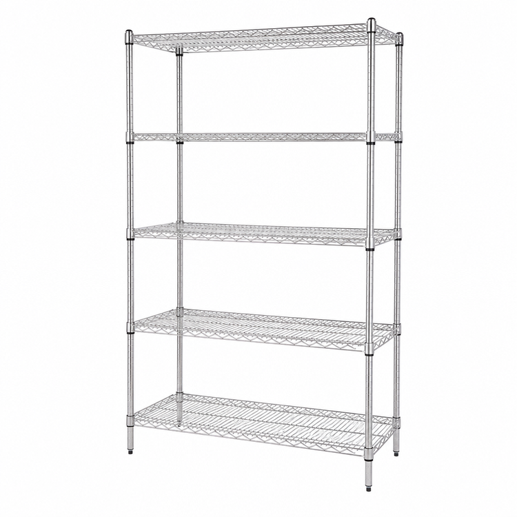 Product image #3 for Quantum 48"W x 12"D x 86"H 5-Shelf Wire Shelving Starter Kit, 304 Stainless Steel