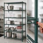 Thumbnail image #4 for Metro Super Erecta 5A577K3 Stationary Wire Shelving Starter Unit, 72W x 24D x 74H, 5 Shelves, Green Epoxy-Coated