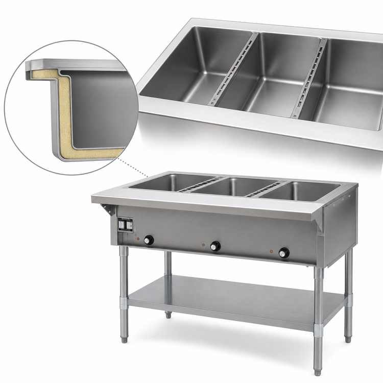 Product image #3 for Eagle Group Electric Open Base Hot Food Table, 48 Inch, 3 Dry Wells, 240V