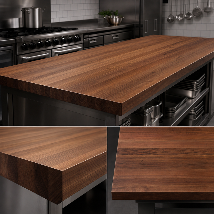 Product image #3 for Boos Block American Black Walnut Kitchen Countertop, 132 x 32 x 3 Inch, Flat, Varnique Finish