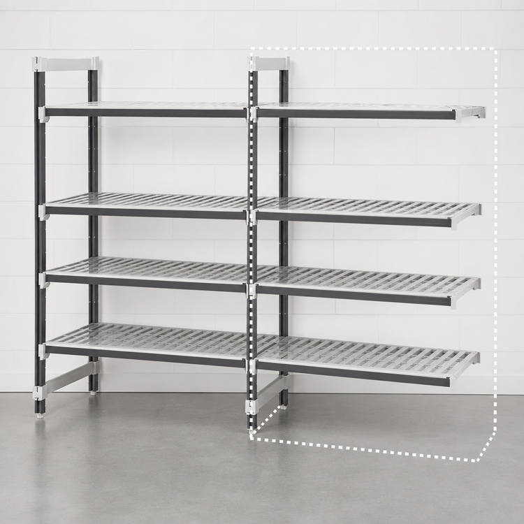 Product image #3 for Cambro Camshelving Elements XTRA 24-Inch Deep x 72-Inch Wide x 84-Inch High 5-Tier Stationary Add-On Polymer Shelving Unit