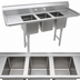 Thumbnail image #3 for Advance Tabco K7-CS-22 3-Compartment Convenience Store Sink with Left and Right Drainboards, Open Frame Base