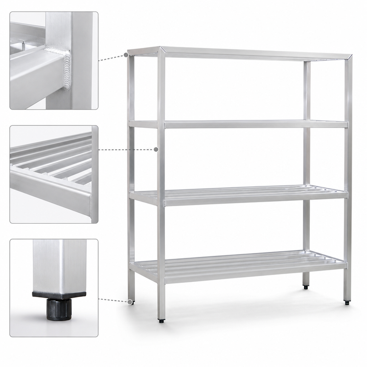 Product image #3 for New Age H.D. Series Four-Shelf Heavy-Duty Aluminum Shelving Unit, 60W x 24D x 72H