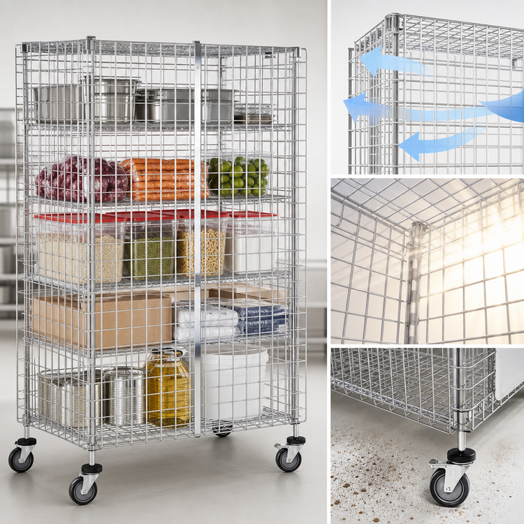 Product image #3 for Quantum Mobile Security Cage, 36 Inch W x 24 Inch D x 69 Inch H, Chrome Finish