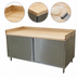 Thumbnail image #3 for BK Resources 72-Inch x 30-Inch Hard Maple Top Chef Table with Cabinet Base and Hinged Doors