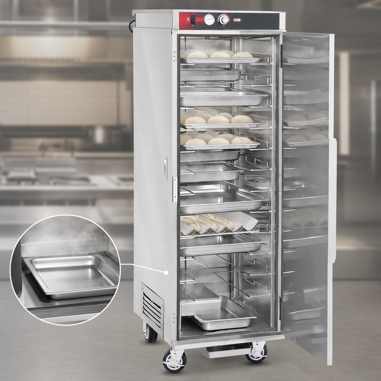 Product image #4 for Mobile Stainless Steel Proofing and Holding Cabinet with Humidified Heat, 12 Pair Universal Tray Slides