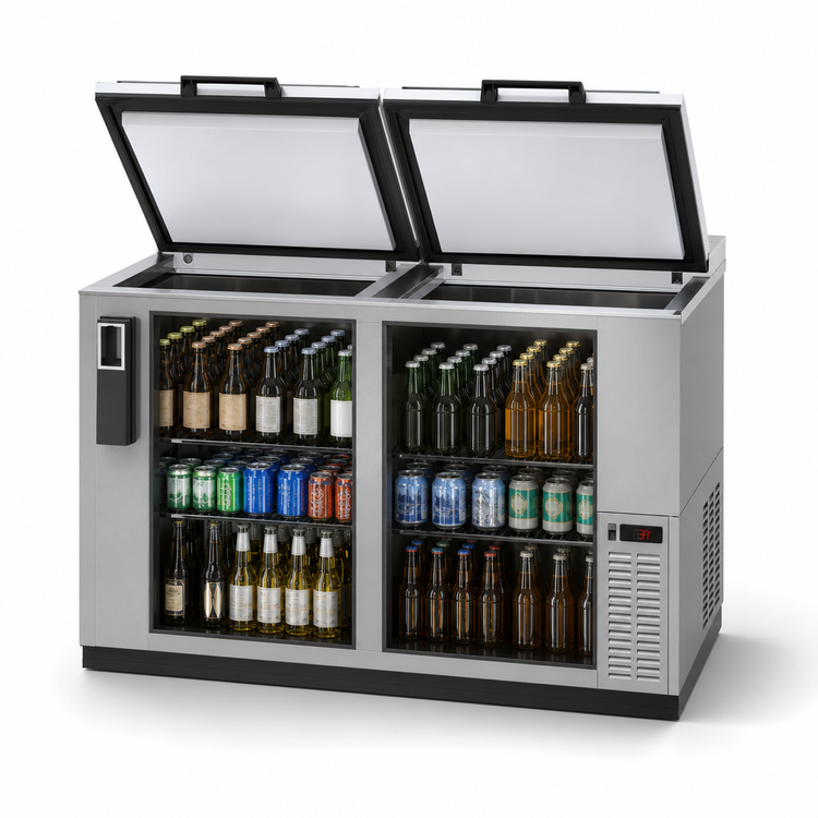 Product image #3 for Hoshizaki CC50-S Two-Section Reach-In Bottle Cooler, 14.4 Cu. Ft., Side-Mounted Self-Contained Refrigeration