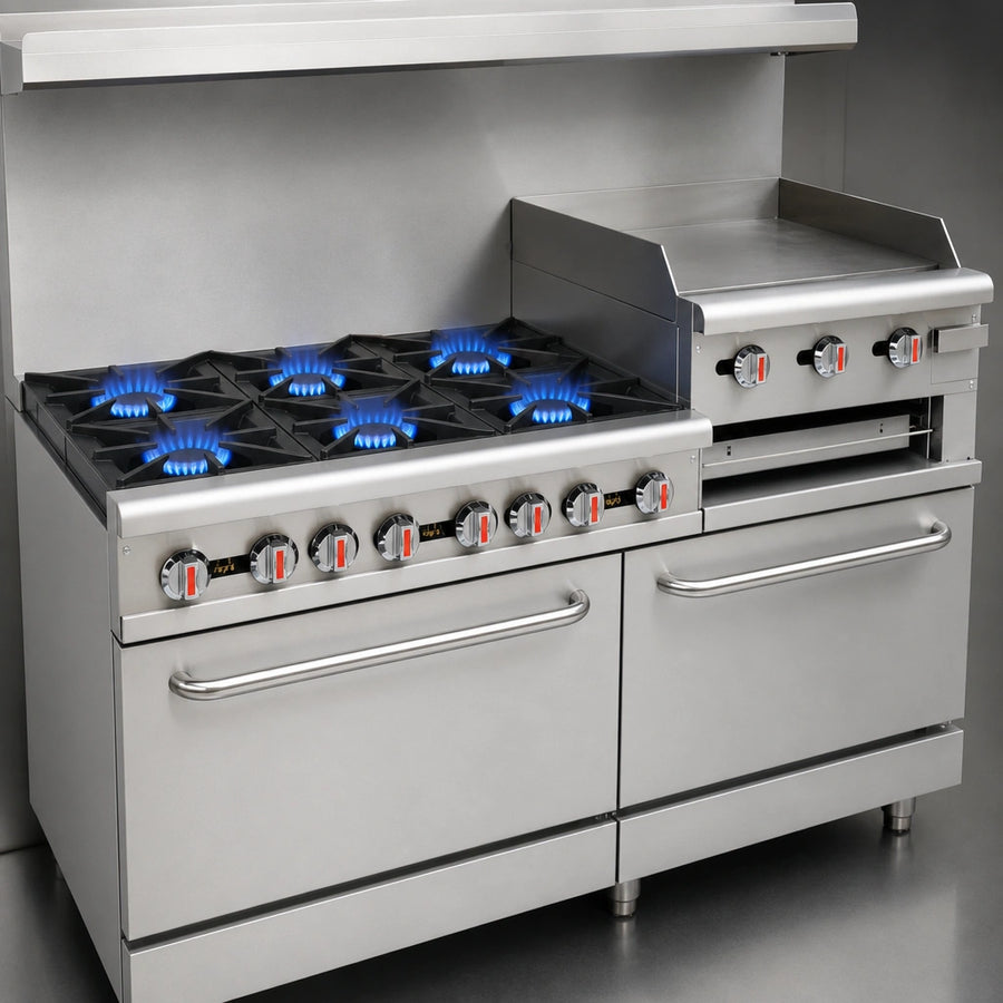 Six Open Top Burners