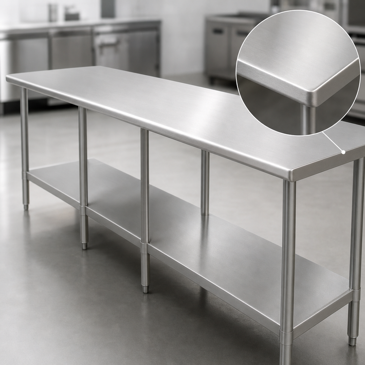 Product image #3 for Eagle Group Budget Series 120-Inch x 30-Inch 430 Stainless Steel Work Table with Adjustable Undershelf