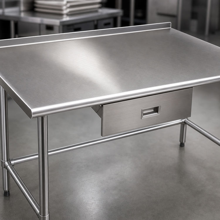 Product image #3 for Eagle Group Budget Series 48" x 36" Stainless Steel Work Table with 1-1/2" Rear Up-Turn and Open Base