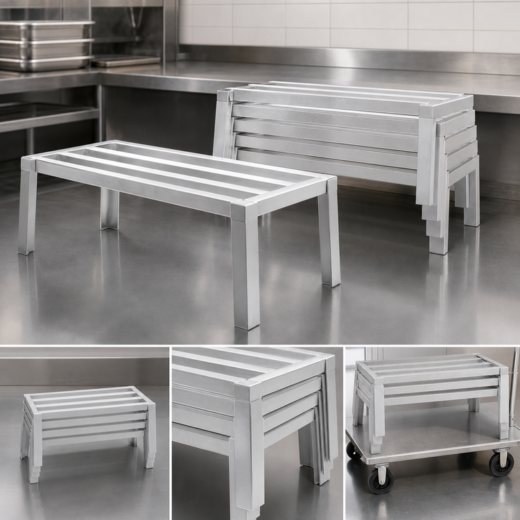 Product image #3 for Eagle Group Nesting Stackable Aluminum Dunnage Rack, 48 x 18 x 12 Inches, 2,700 lb. Capacity